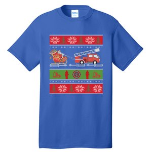 Christmas Fire Engine Fire Truck Fighter Ugly Xmas Gift Tall T-Shirt