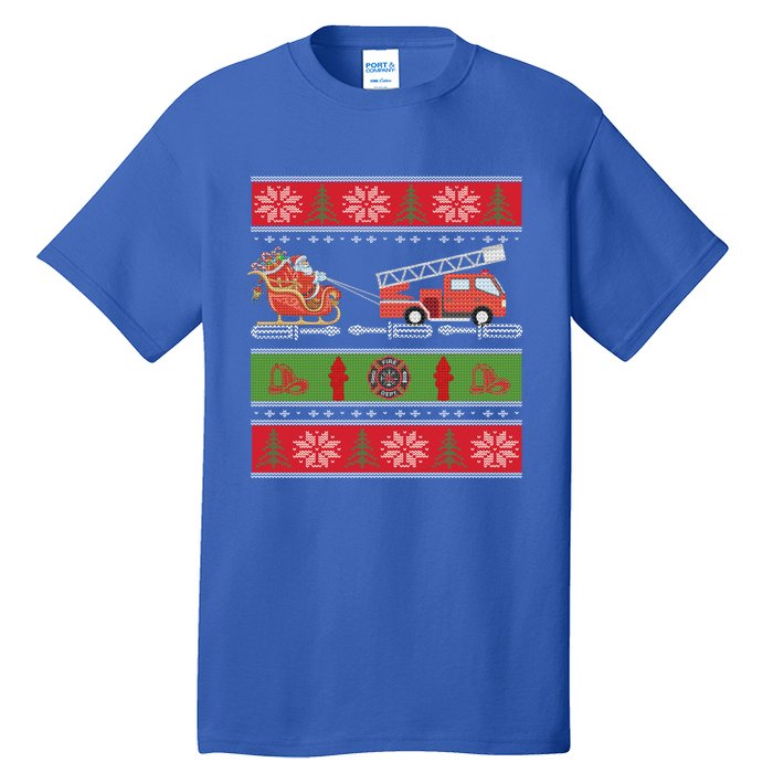 Christmas Fire Engine Fire Truck Fighter Ugly Xmas Gift Tall T-Shirt