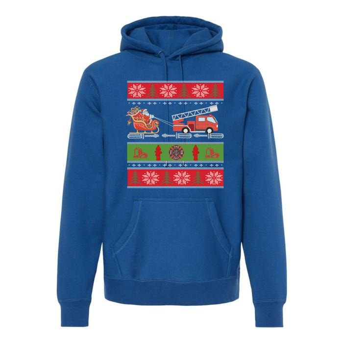 Christmas Fire Engine Fire Truck Fighter Ugly Xmas Gift Premium Hoodie