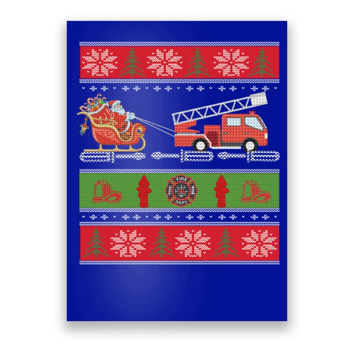 Christmas Fire Engine Fire Truck Fighter Ugly Xmas Gift Poster