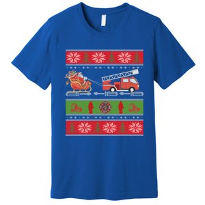 Christmas Fire Engine Fire Truck Fighter Ugly Xmas Gift Premium T-Shirt