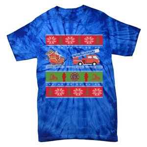 Christmas Fire Engine Fire Truck Fighter Ugly Xmas Gift Tie-Dye T-Shirt