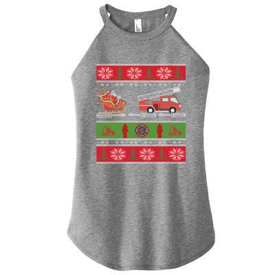 Christmas Fire Engine Fire Truck Fighter Ugly Xmas Gift Women’s Perfect Tri Rocker Tank