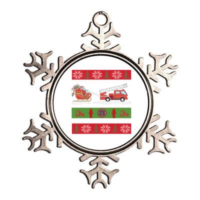 Christmas Fire Engine Fire Truck Fighter Ugly Xmas Gift Metallic Star Ornament