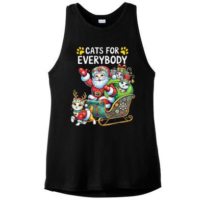 Cats For Everybody Christmas Cat Funny Xmassanta Ladies PosiCharge Tri-Blend Wicking Tank