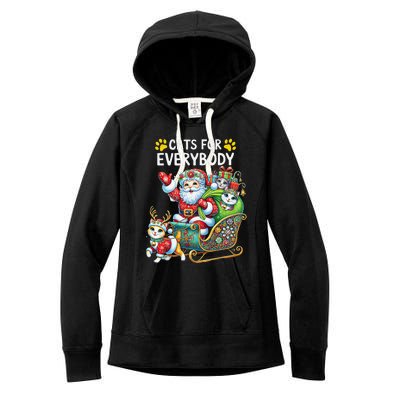 Cats For Everybody Christmas Cat Funny Xmassanta Women's Fleece Hoodie