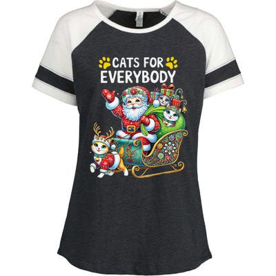 Cats For Everybody Christmas Cat Funny Xmassanta Enza Ladies Jersey Colorblock Tee