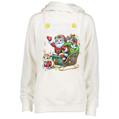 Cats For Everybody Christmas Cat Funny Xmassanta Womens Funnel Neck Pullover Hood