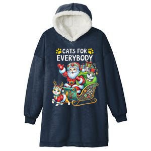 Cats For Everybody Christmas Cat Funny Xmassanta Hooded Wearable Blanket