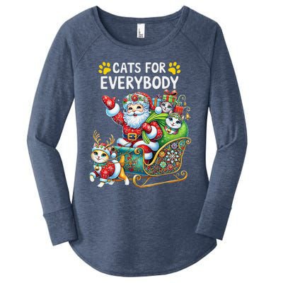 Cats For Everybody Christmas Cat Funny Xmassanta Women's Perfect Tri Tunic Long Sleeve Shirt