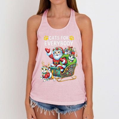 Cats For Everybody Christmas Cat Funny Xmassanta Women's Knotted Racerback Tank