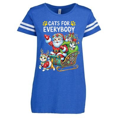 Cats For Everybody Christmas Cat Funny Xmassanta Enza Ladies Jersey Football T-Shirt