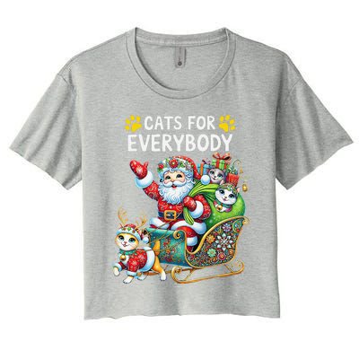 Cats For Everybody Christmas Cat Funny Xmassanta Women's Crop Top Tee