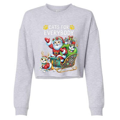 Cats For Everybody Christmas Cat Funny Xmassanta Cropped Pullover Crew