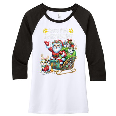 Cats For Everybody Christmas Cat Funny Xmassanta Women's Tri-Blend 3/4-Sleeve Raglan Shirt