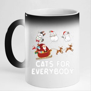 Cats For Everybody Festive Christmas Santa Xmas Funny Ugly  11oz Black Color Changing Mug