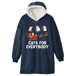 Cats For Everybody Festive Christmas Santa Xmas Funny Ugly  Hooded Wearable Blanket