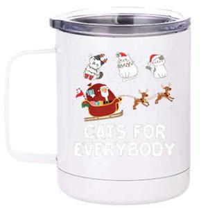 Cats For Everybody Festive Christmas Santa Xmas Funny Ugly  12 oz Stainless Steel Tumbler Cup