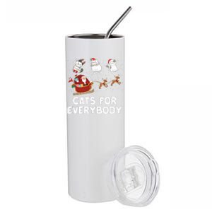 Cats For Everybody Festive Christmas Santa Xmas Funny Ugly  Stainless Steel Tumbler