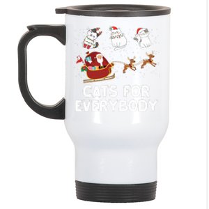 Cats For Everybody Festive Christmas Santa Xmas Funny Ugly  Stainless Steel Travel Mug