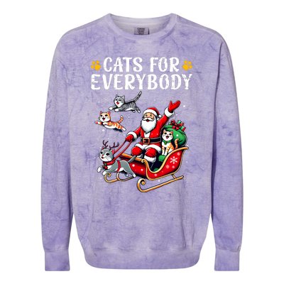 Cats For Everybody Christmas Cat Funny Xmas Santa Colorblast Crewneck Sweatshirt