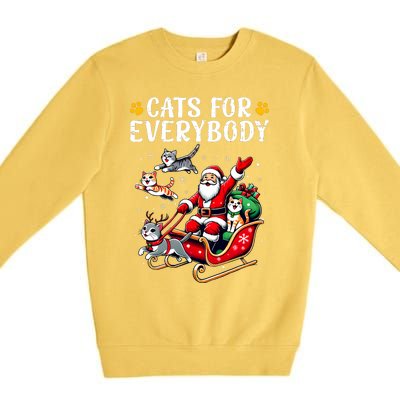 Cats For Everybody Christmas Cat Funny Xmas Santa Premium Crewneck Sweatshirt