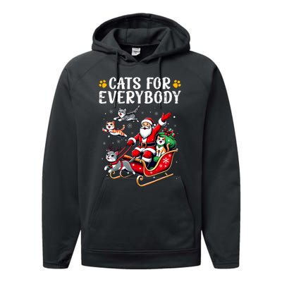 Cats For Everybody Christmas Cat Funny Xmas Santa Performance Fleece Hoodie