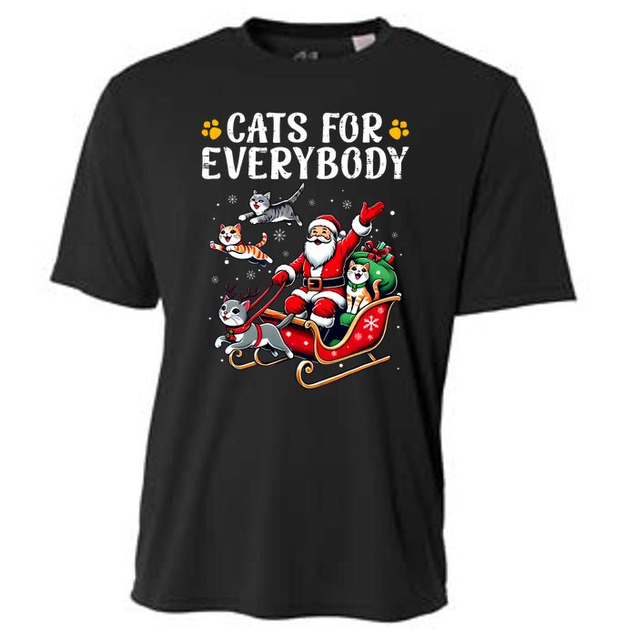 Cats For Everybody Christmas Cat Funny Xmas Santa Cooling Performance Crew T-Shirt