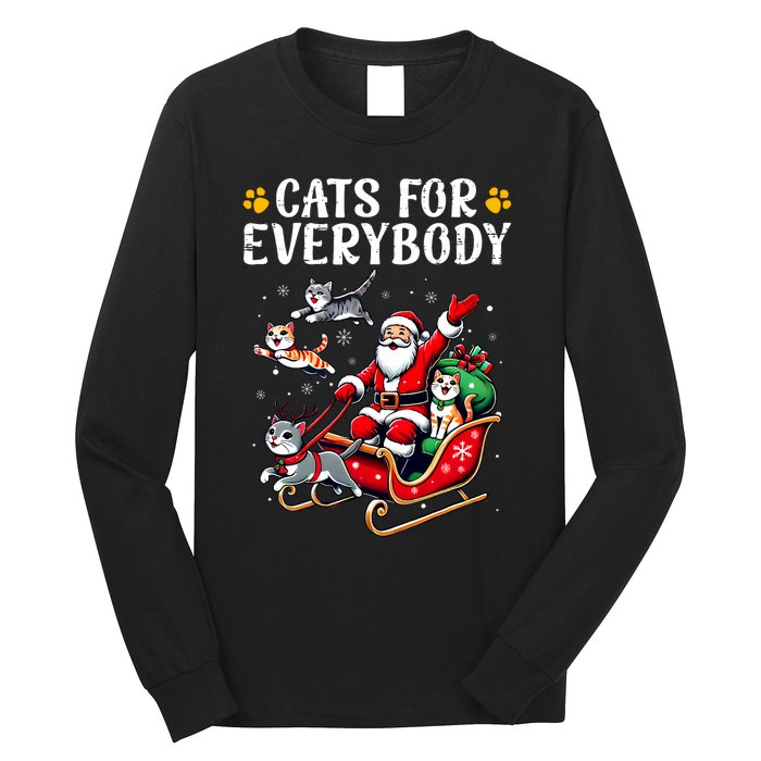 Cats For Everybody Christmas Cat Funny Xmas Santa Long Sleeve Shirt