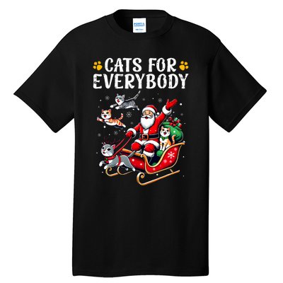 Cats For Everybody Christmas Cat Funny Xmas Santa Tall T-Shirt