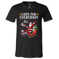 Cats For Everybody Christmas Cat Funny Xmas Santa V-Neck T-Shirt