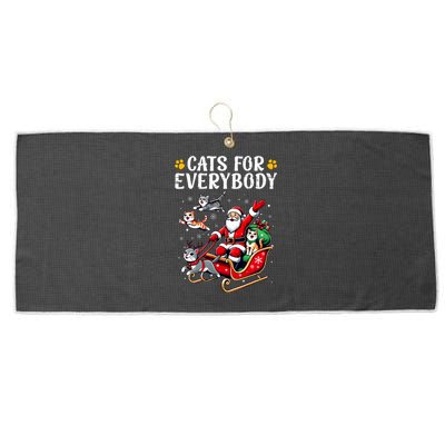 Cats For Everybody Christmas Cat Funny Xmas Santa Large Microfiber Waffle Golf Towel