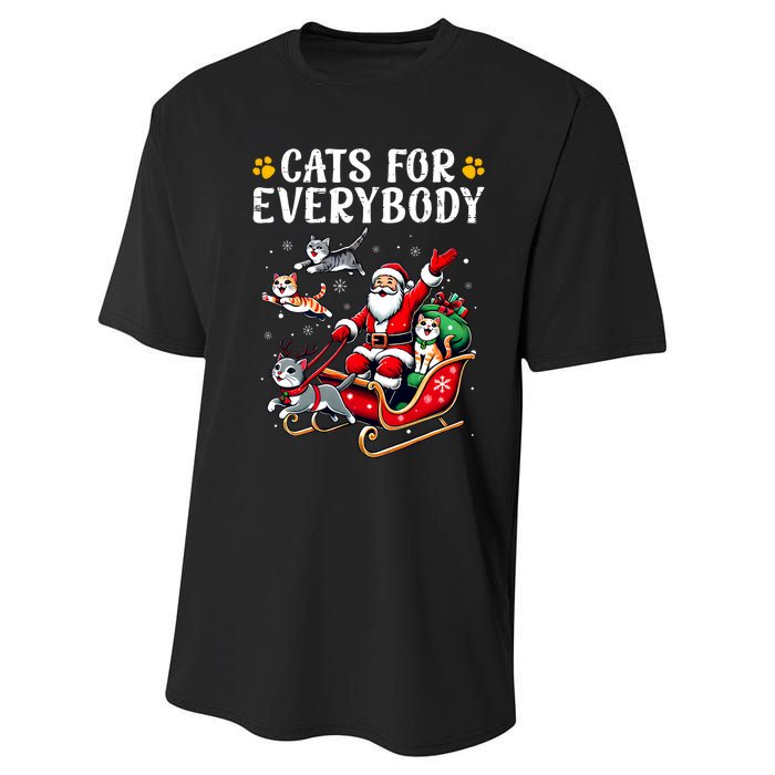 Cats For Everybody Christmas Cat Funny Xmas Santa Performance Sprint T-Shirt