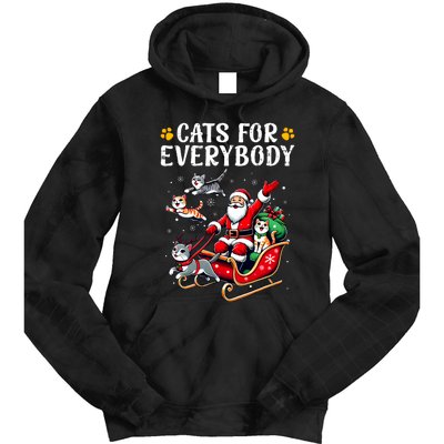 Cats For Everybody Christmas Cat Funny Xmas Santa Tie Dye Hoodie