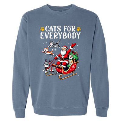 Cats For Everybody Christmas Cat Funny Xmas Santa Garment-Dyed Sweatshirt