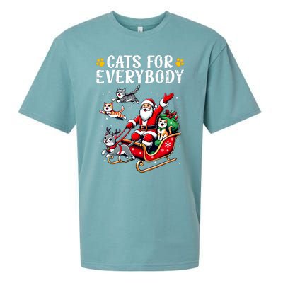 Cats For Everybody Christmas Cat Funny Xmas Santa Sueded Cloud Jersey T-Shirt