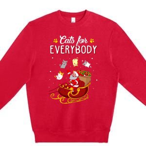 Cats For Everybody Ugly Christmas Cat Premium Crewneck Sweatshirt