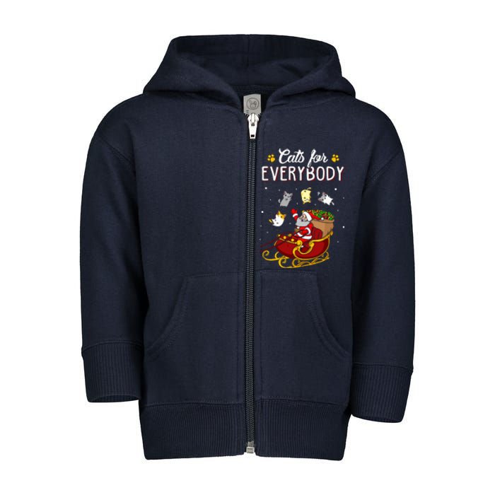 Cats For Everybody Ugly Christmas Cat Toddler Zip Fleece Hoodie