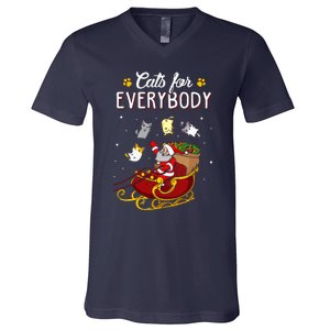 Cats For Everybody Ugly Christmas Cat V-Neck T-Shirt