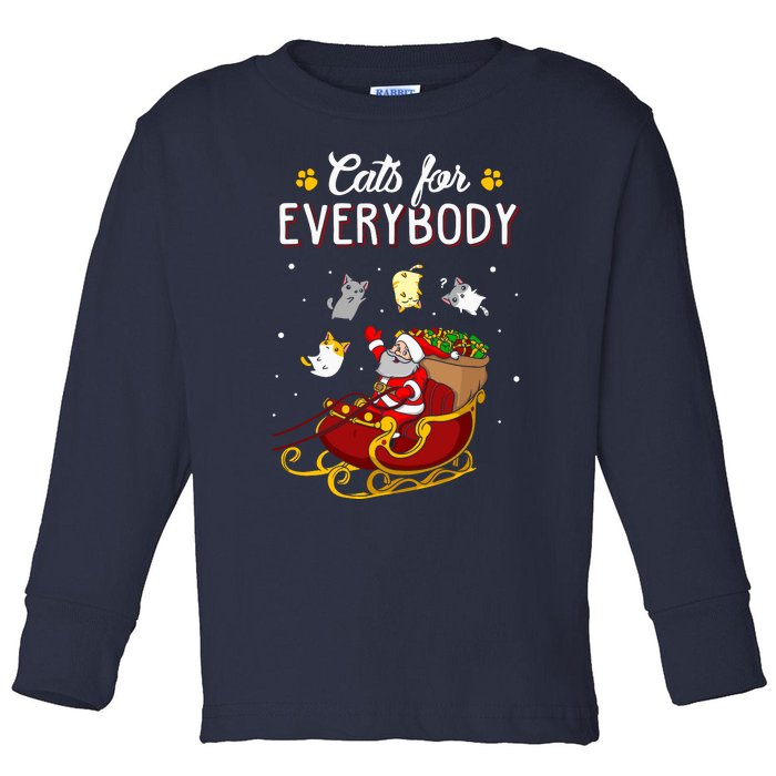 Cats For Everybody Ugly Christmas Cat Toddler Long Sleeve Shirt