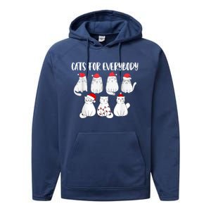 Cats For Everybody Christmas Funny Christmas Cats Great Gift Performance Fleece Hoodie