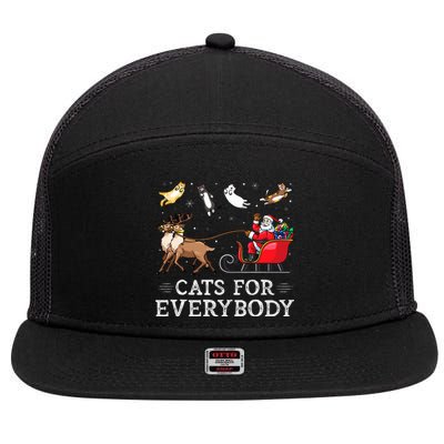 Cats For Everybody Christmas Cat Funny Xmas Santa 7 Panel Mesh Trucker Snapback Hat