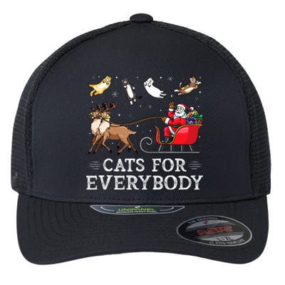 Cats For Everybody Christmas Cat Funny Xmas Santa Flexfit Unipanel Trucker Cap