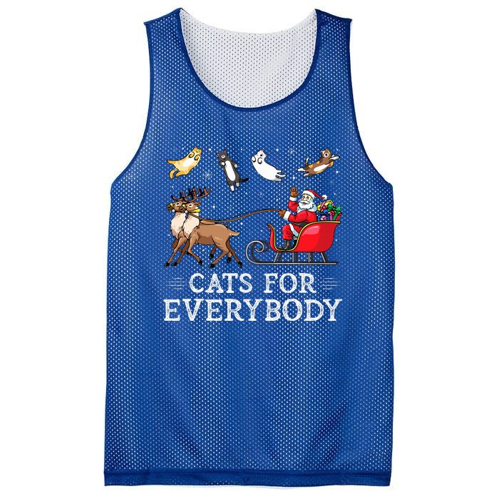 Cats For Everybody Christmas Cat Funny Xmas Santa Mesh Reversible Basketball Jersey Tank