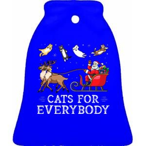 Cats For Everybody Christmas Cat Funny Xmas Santa Ceramic Bell Ornament