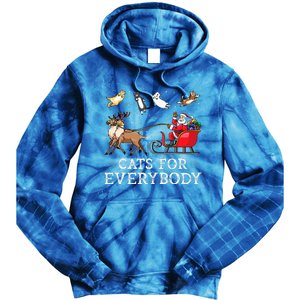 Cats For Everybody Christmas Cat Funny Xmas Santa Tie Dye Hoodie