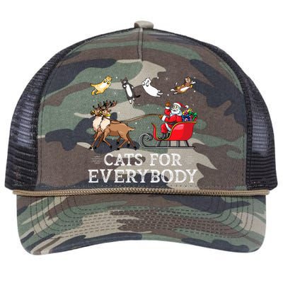 Cats For Everybody Christmas Cat Funny Xmas Santa Retro Rope Trucker Hat Cap