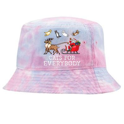 Cats For Everybody Christmas Cat Funny Xmas Santa Tie-Dyed Bucket Hat