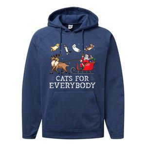 Cats For Everybody Christmas Cat Funny Xmas Santa Performance Fleece Hoodie