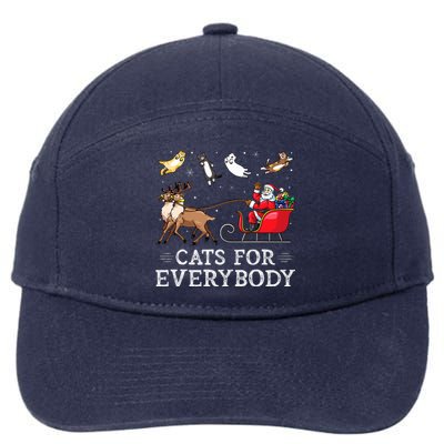 Cats For Everybody Christmas Cat Funny Xmas Santa 7-Panel Snapback Hat